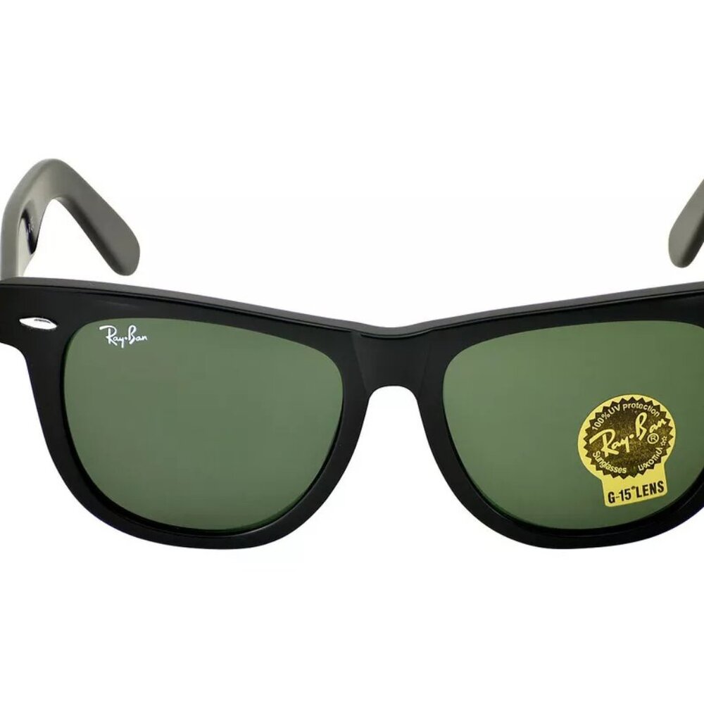Ray-Ban G15 Glass green lens, blk 54 22 128 New w/box HAND made in Italy